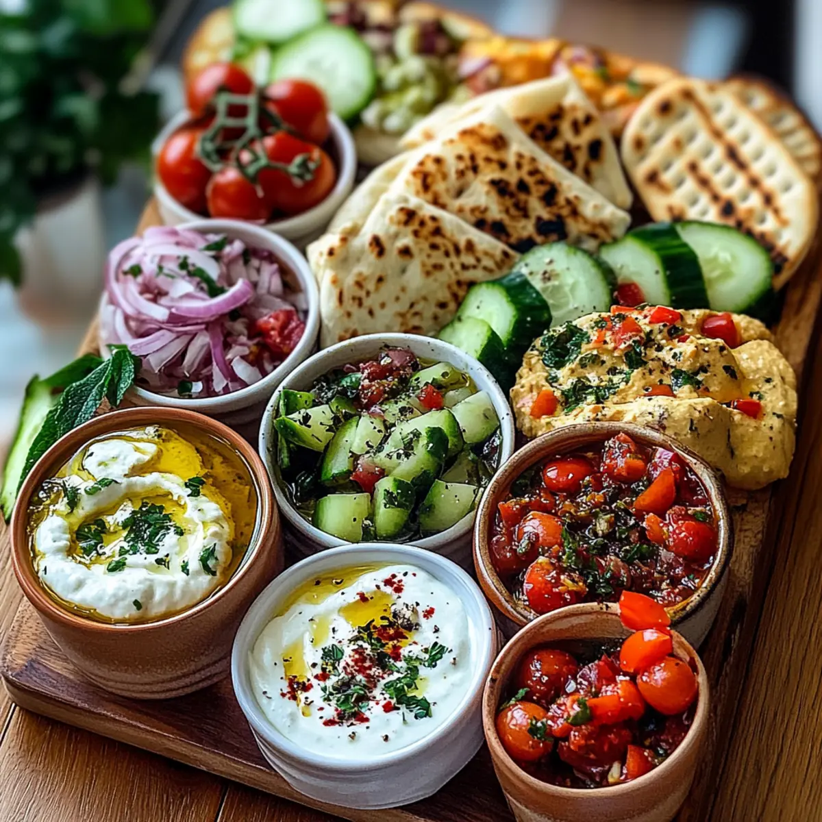 Mediterranean Brunch Boards with 3 Dips and Flatbreads