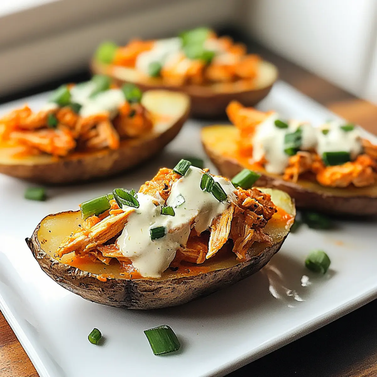 Buffalo Chicken Potato Skins