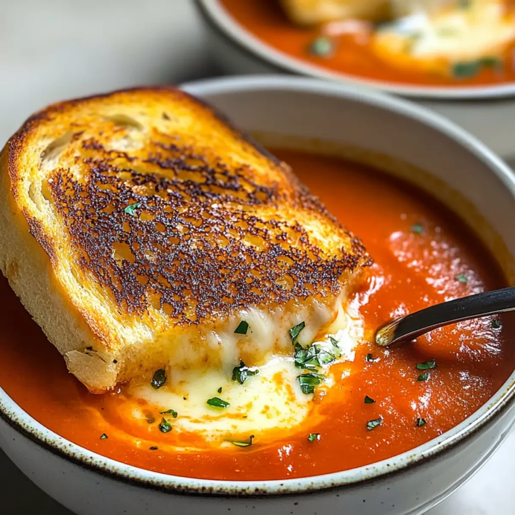 Easy Creamy Tomato Soup with Grilled Cheese