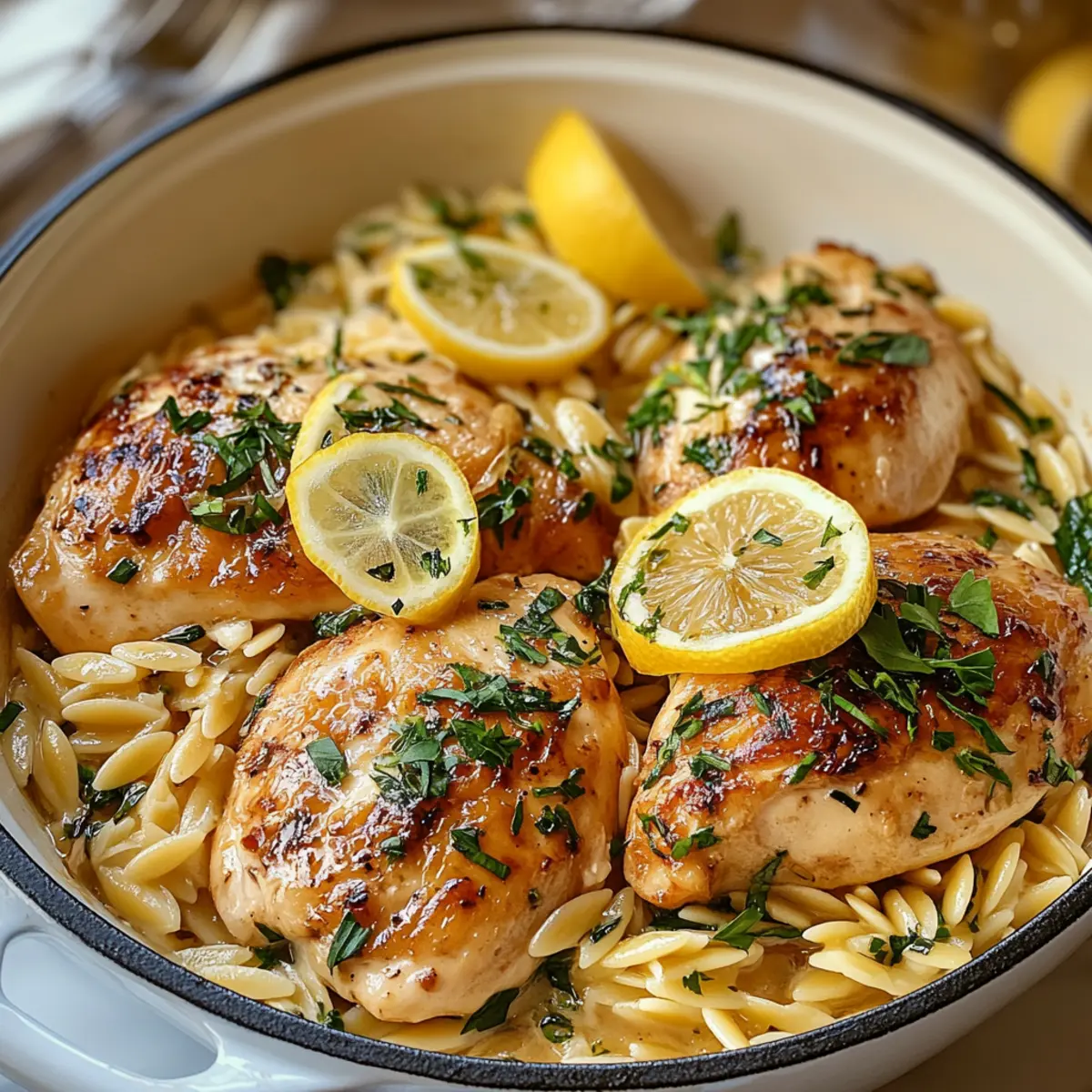 One Pot Lemon Chicken and Orzo