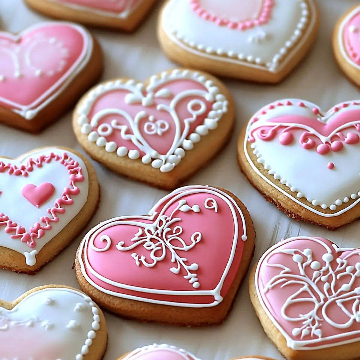 Heart Cookies Decorated with Royal Icing