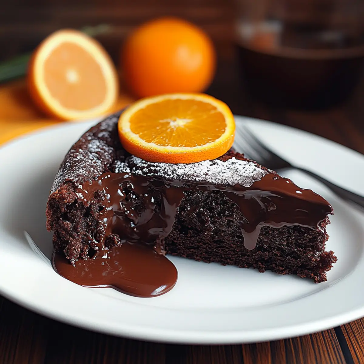 Almost Flourless Chocolate-Orange Cake