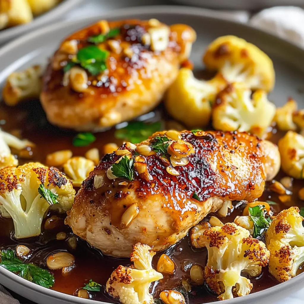 Sheet Pan Honey Garlic Baked Chicken and Cauliflower