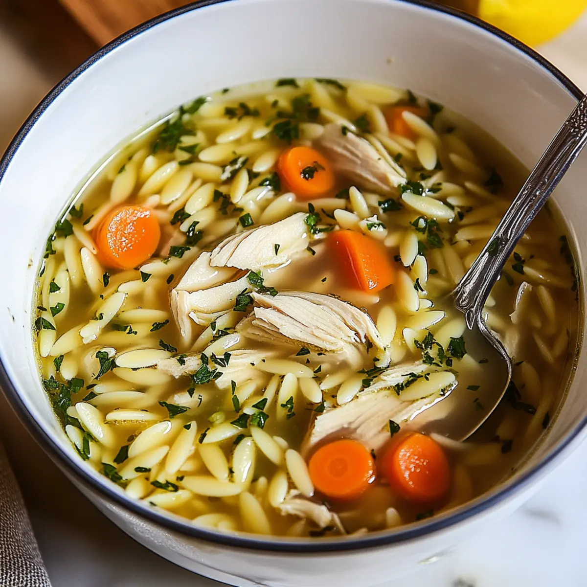 Lemon Chicken Orzo Soup