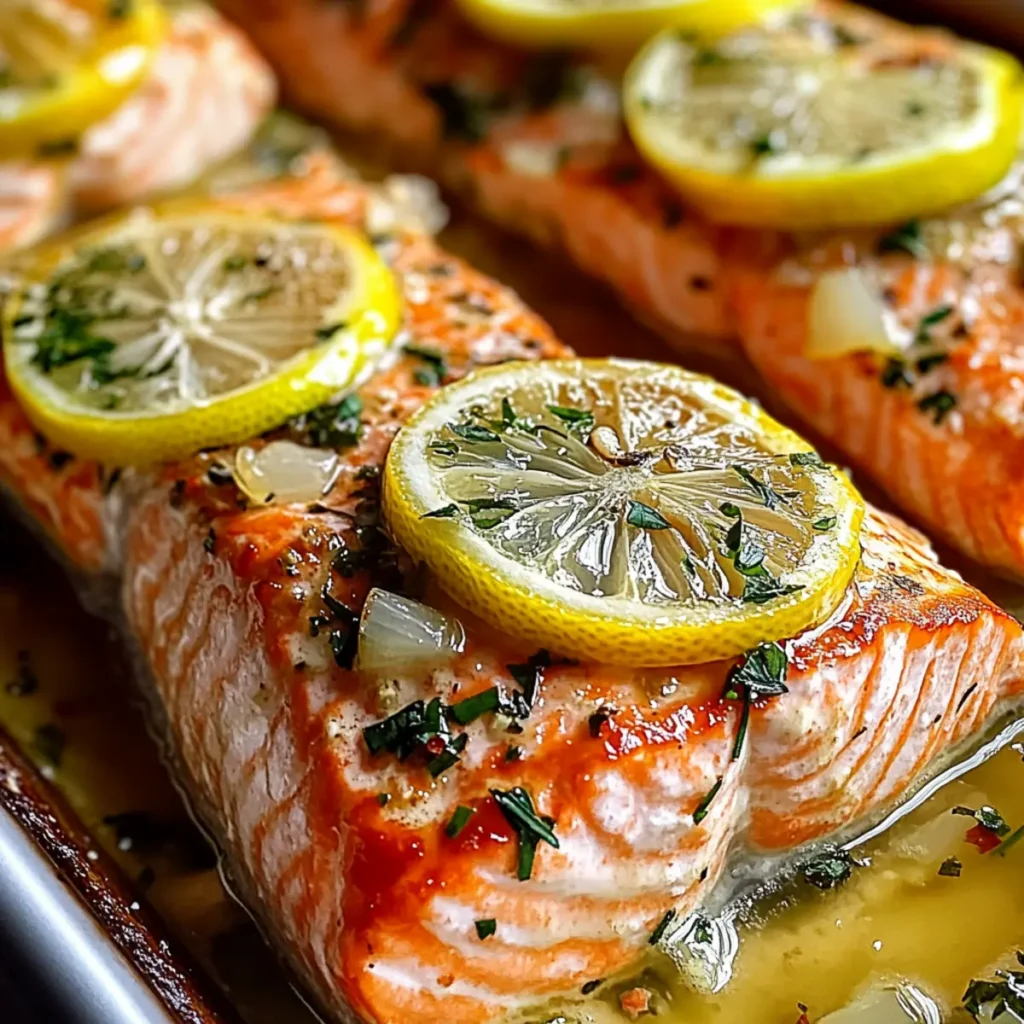 Lemon Garlic Salmon Tray Bake