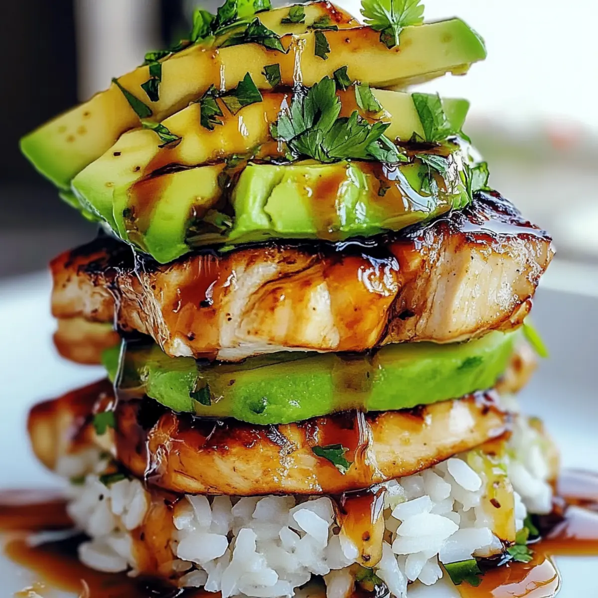 Honey Lime Chicken & Avocado Rice Stack
