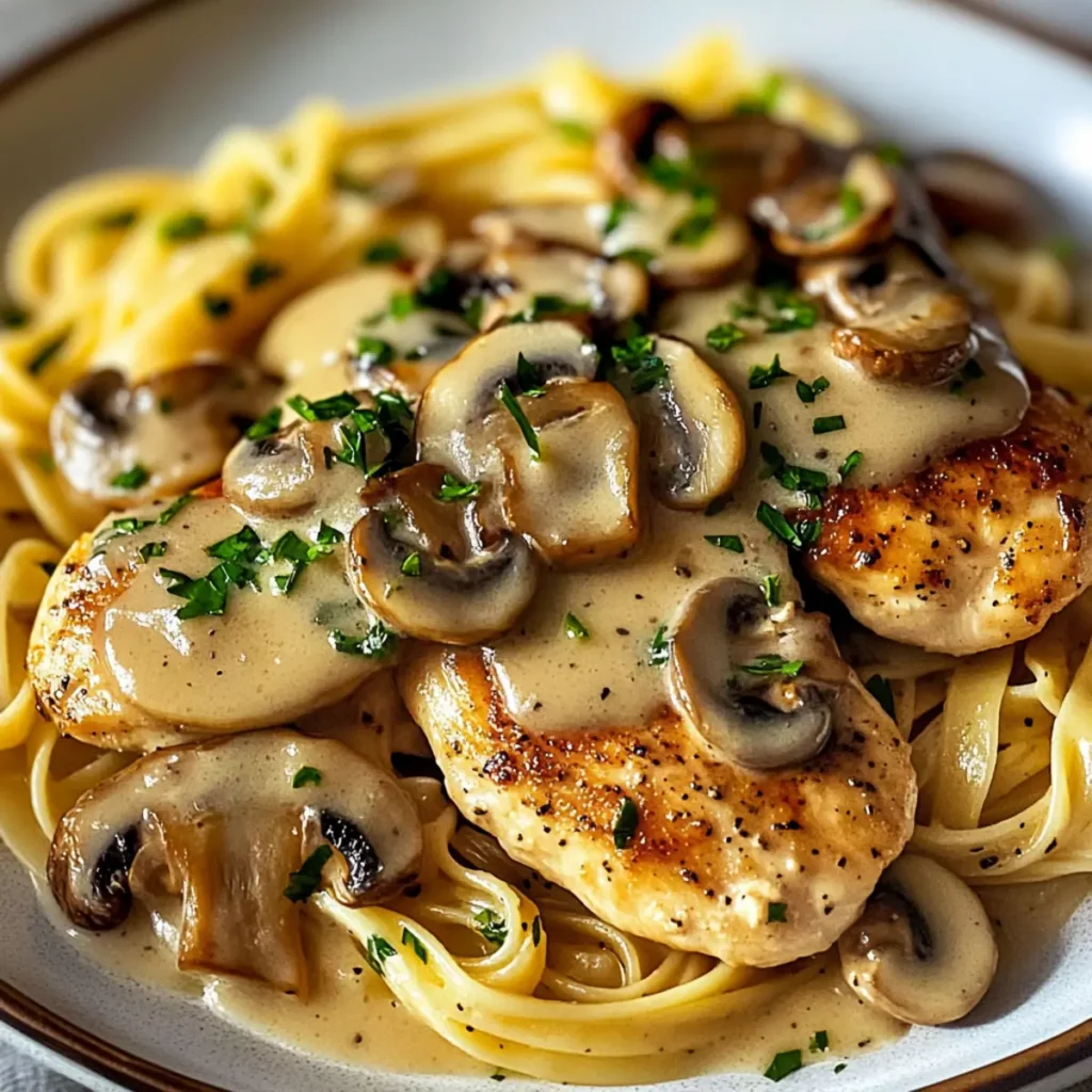 Chicken Piccata with Pasta & Mushrooms