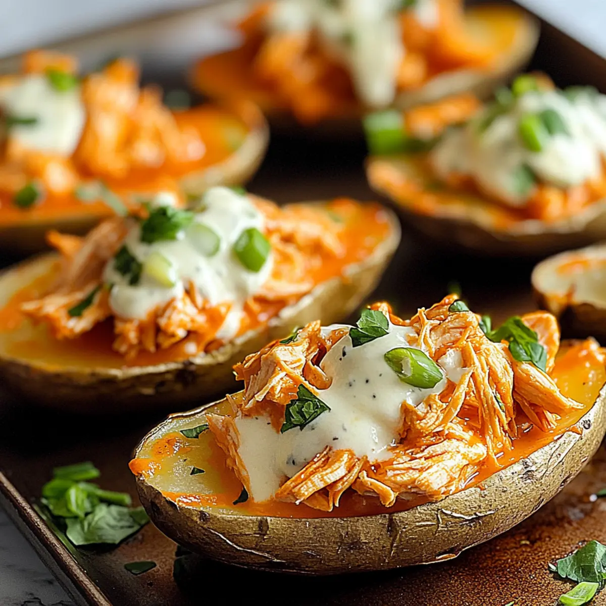 Buffalo Chicken Potato Skins