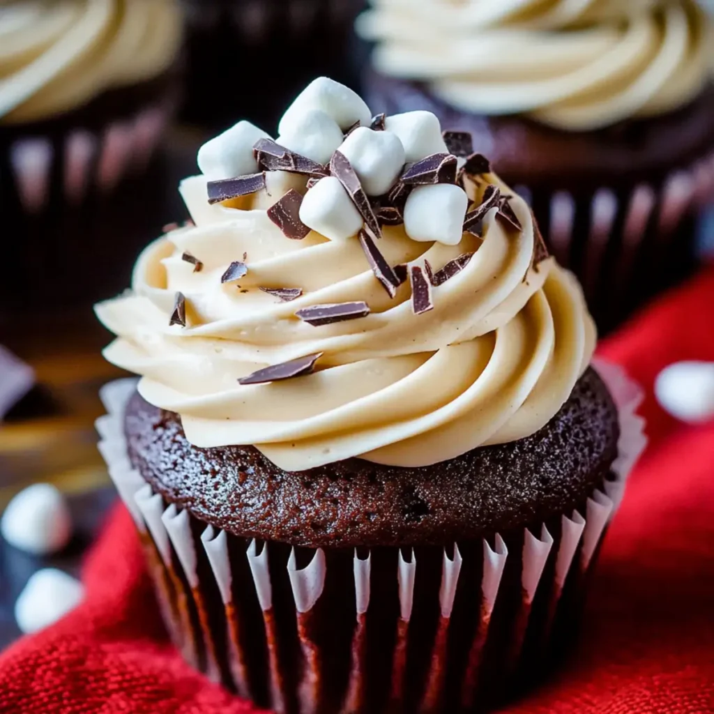 Decadent Hot Chocolate Cupcakes with Marshmallow Filling Recipe