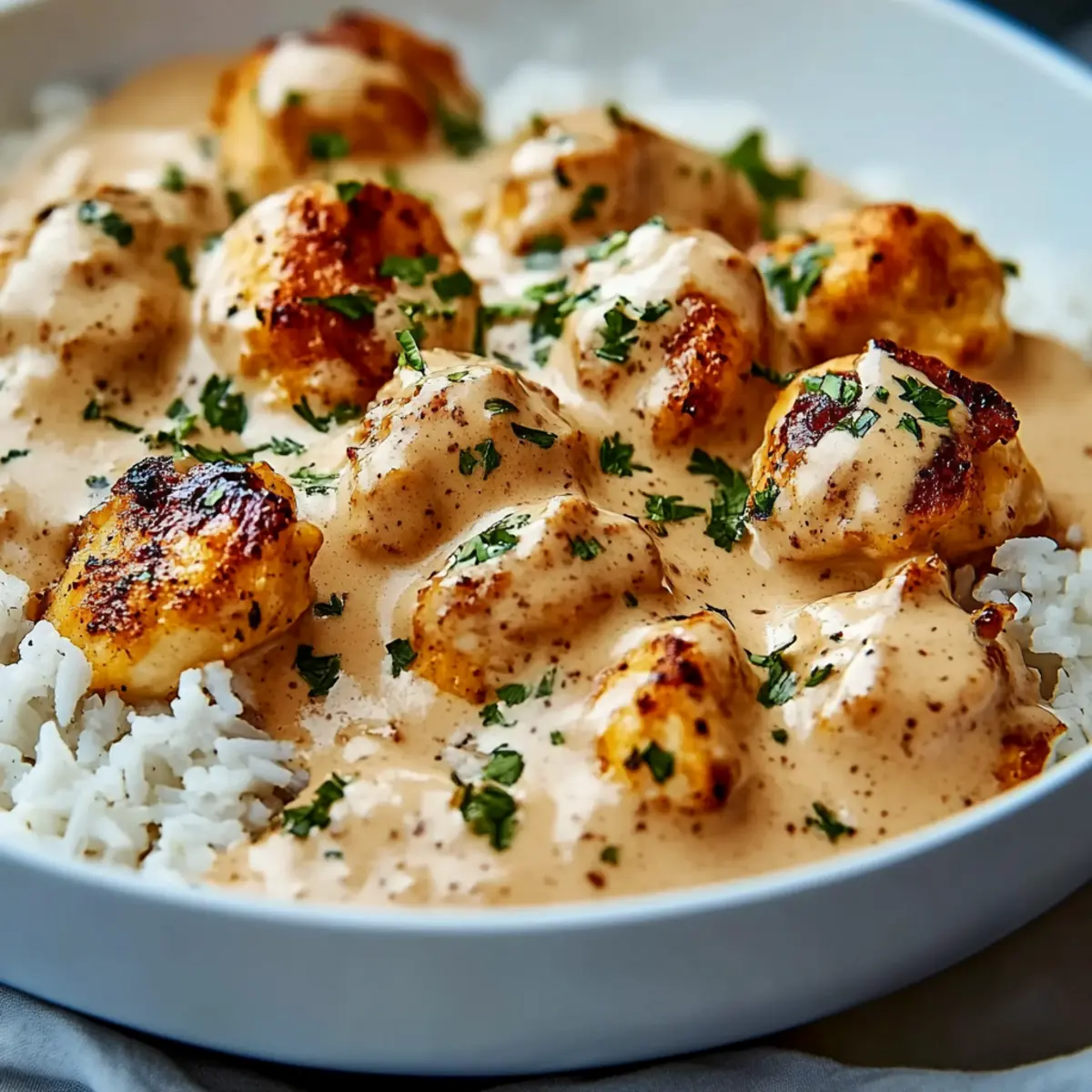 Delicious Best Smothered Chicken and Rice Recipe in Creamy Sauce