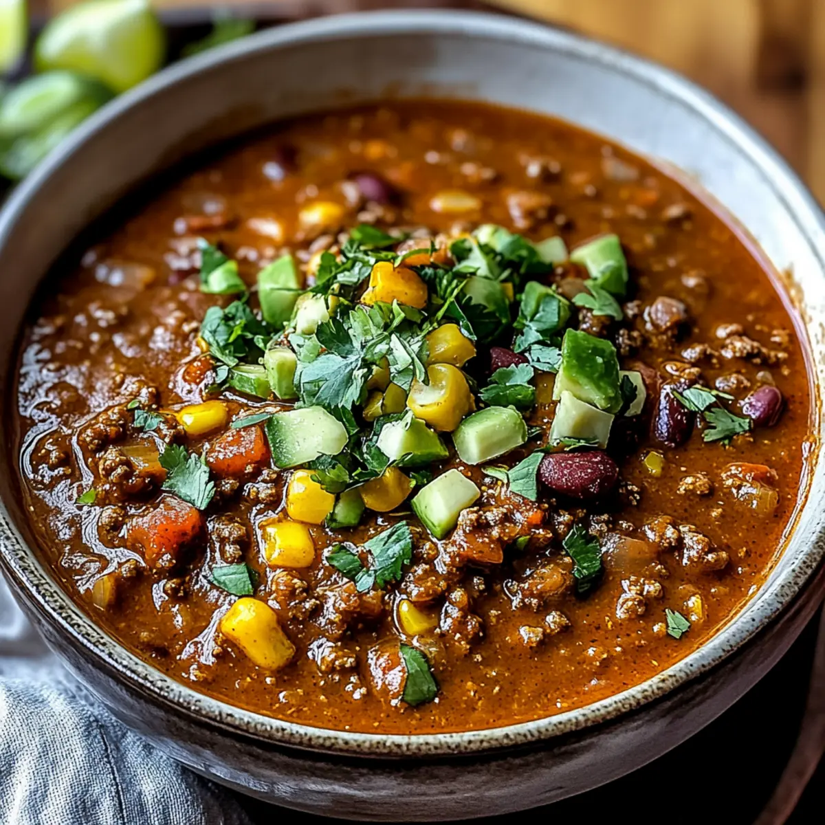 Crockpot Spicy Queso Beef Chili