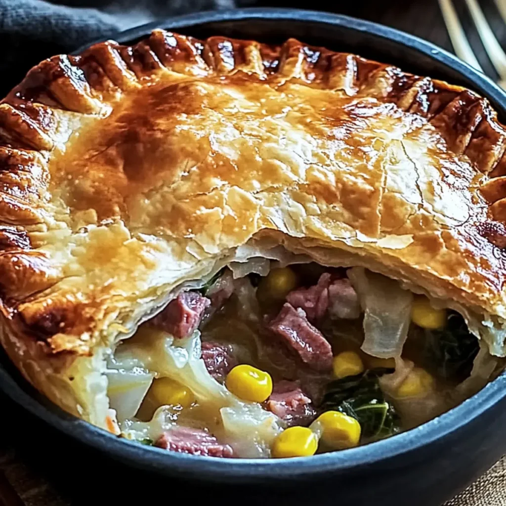 Savory Corned Beef & Cabbage Pot Pie with Flaky Puff Pastry