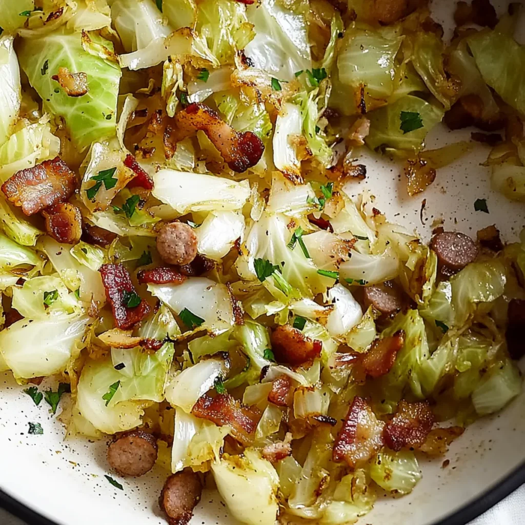 Dirty Fried Cabbage Recipe with Bacon and Sausage Delight