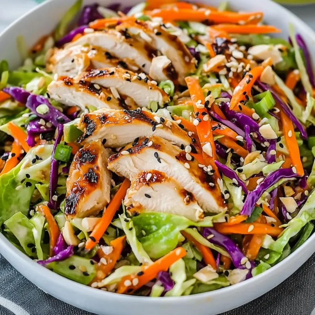 Delicious Asian Chicken Salad Dressing Slaw with Grilled Thighs