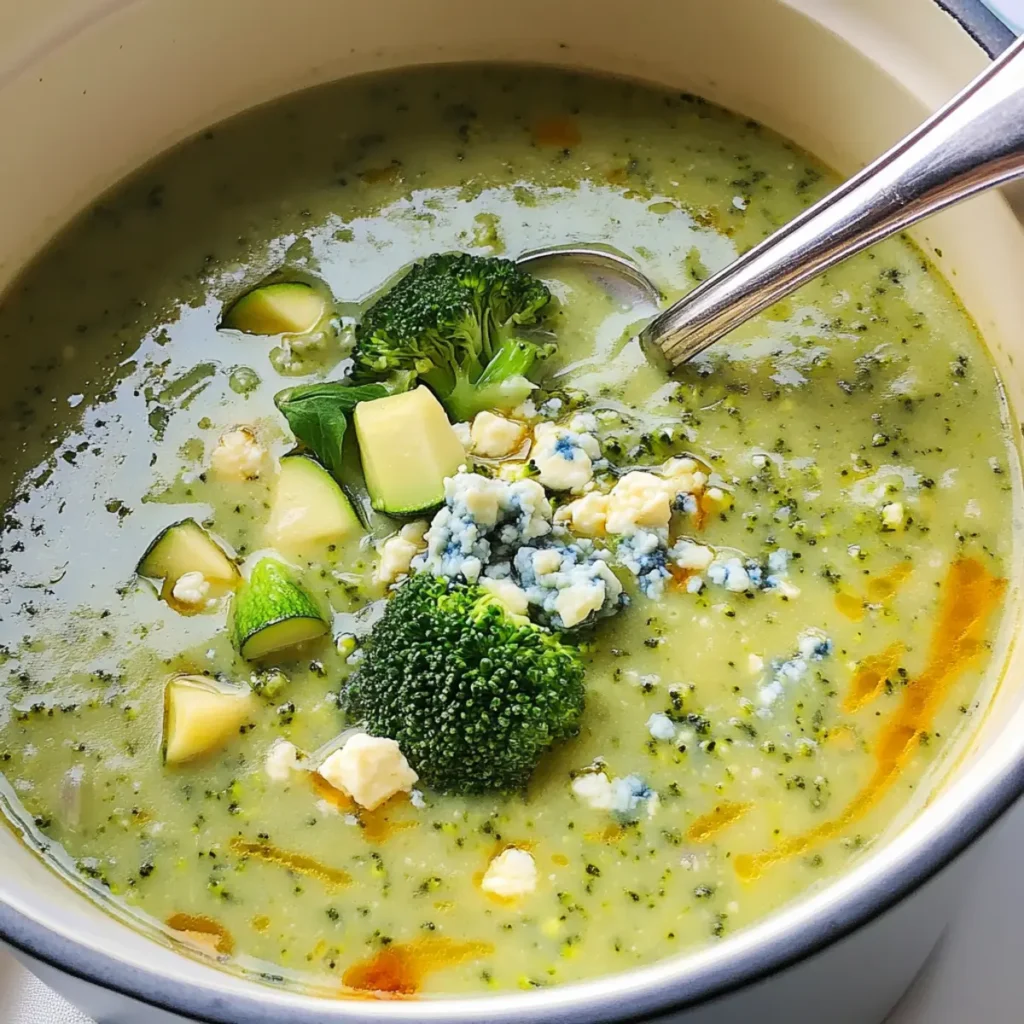 Broccoli, Zucchini, and Blue Cheese Soup
