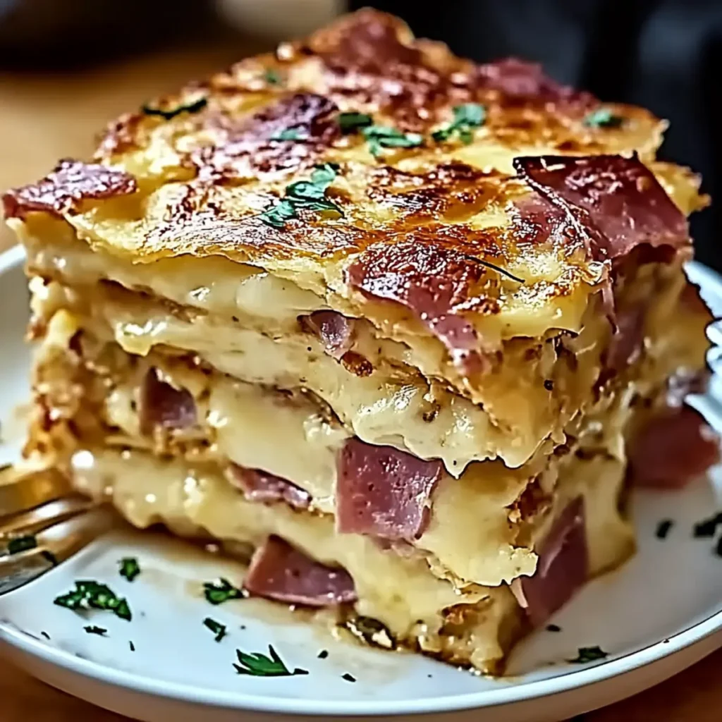 Delicious Reuben Casserole Bake with Rye Bread and Swiss Cheese