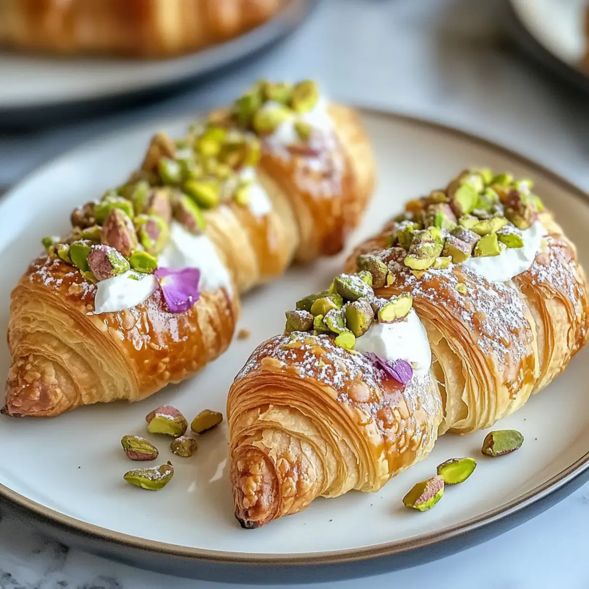 Pistachio Croissants with Rose Syrup