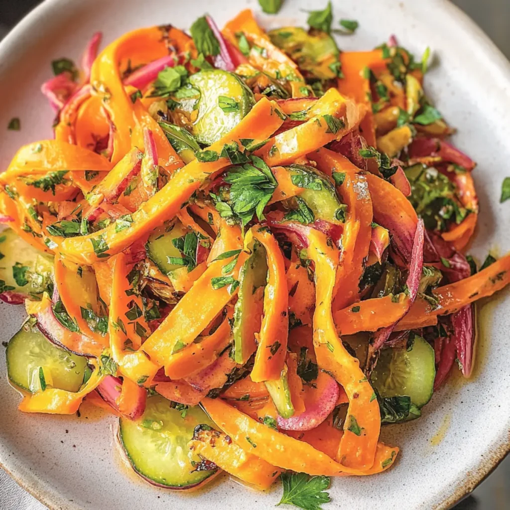 Shaved Carrot Salad with Pickled Shallots & Fresh Herbs