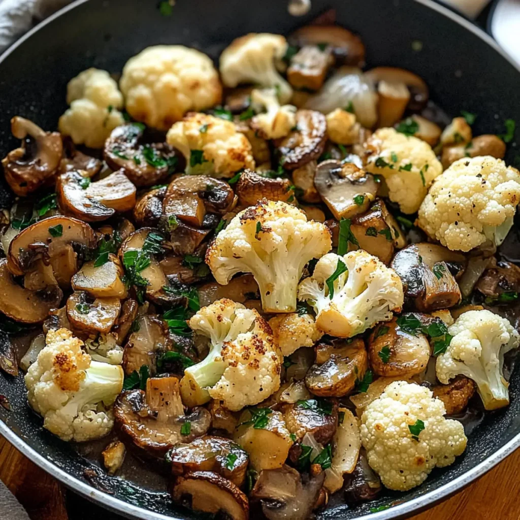 Garlic Cauliflower & Mushroom Skillet