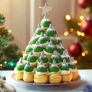 Christmas Tree Cream Puff Dessert Centerpiece