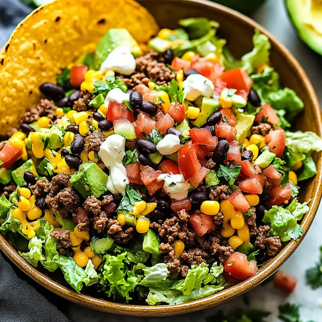 Delicious Taco Salad Recipe with Lean Beef and Fresh Ingredients